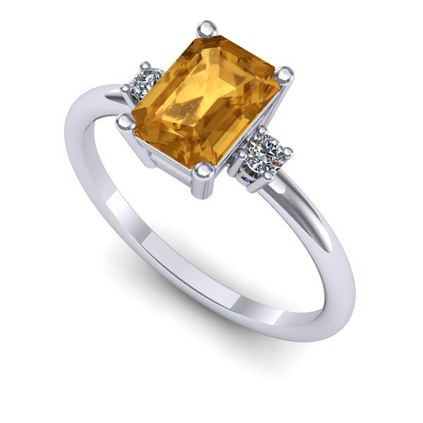 Inel de logodna din aur alb cu citrin