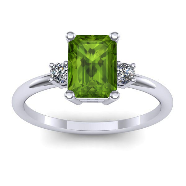 Inel de logodna cu peridot dreptunghiular