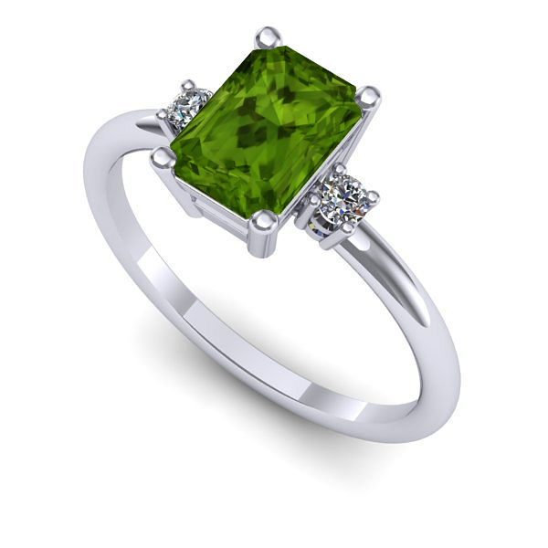 Inel de logodna din aur alb cu peridot