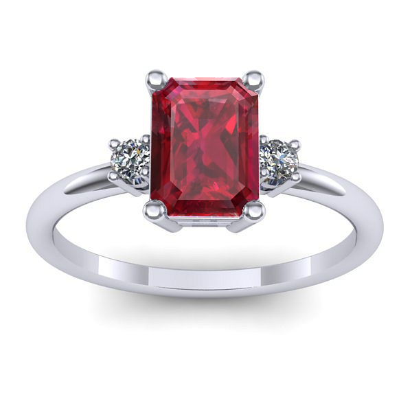 Inel de logodna cu rubin dreptunghiular