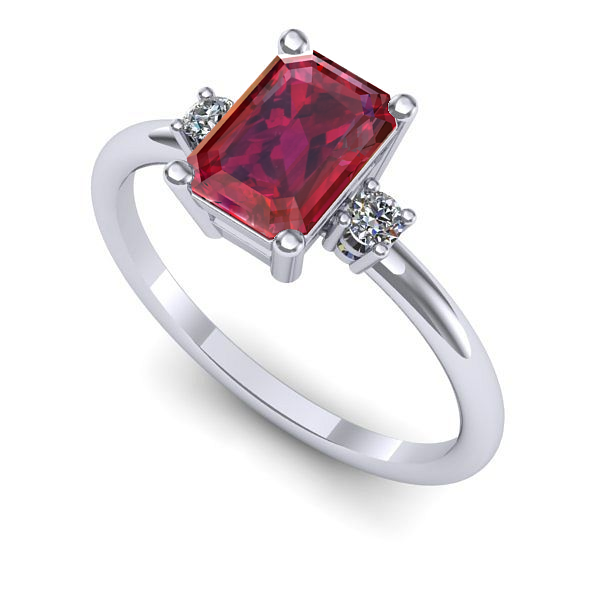 Inel de logodna din aur alb cu rubin