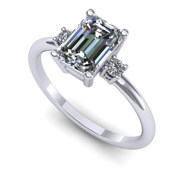 Inel logodna din aur alb cu safir alb