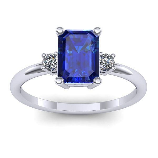 Inel logodna cu safir dreptunghiular