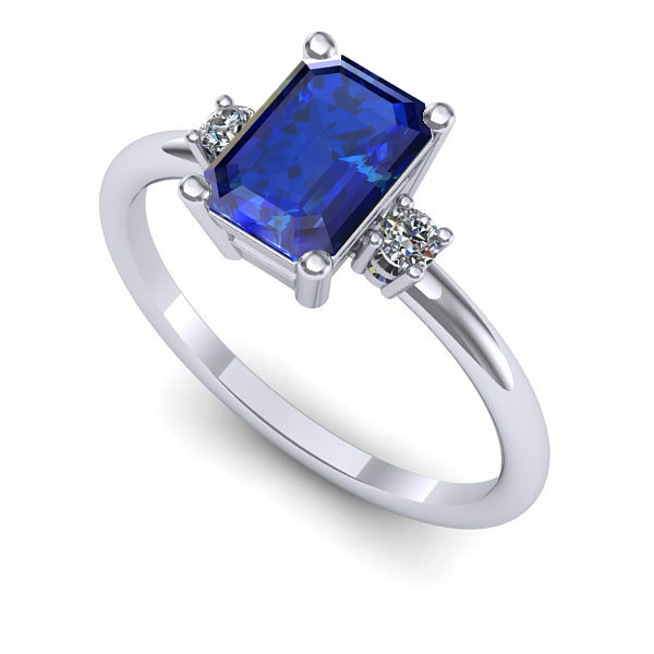 Inel logodna din aur alb cu safir