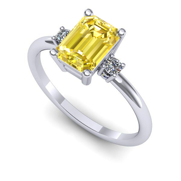 Inel logodna din aur alb cu safir galben