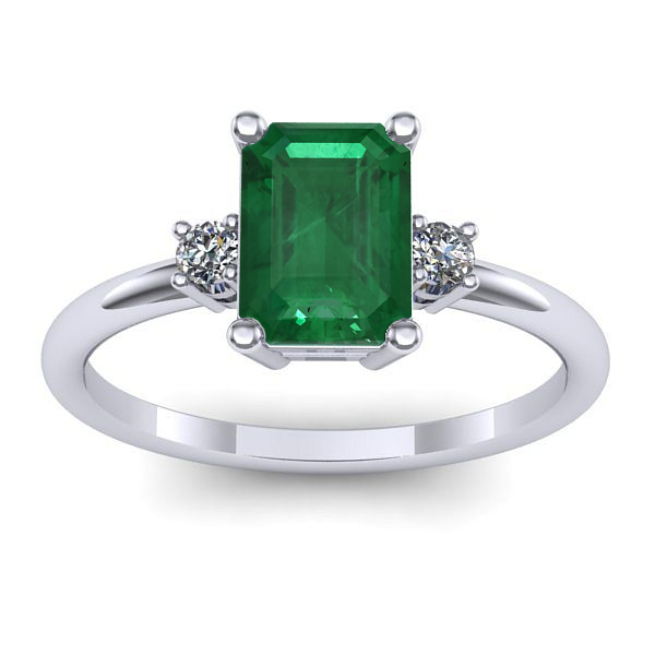Inel de logodna cu smarald dreptunghiular