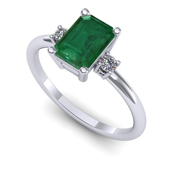 Inel din aur alb cu smarald