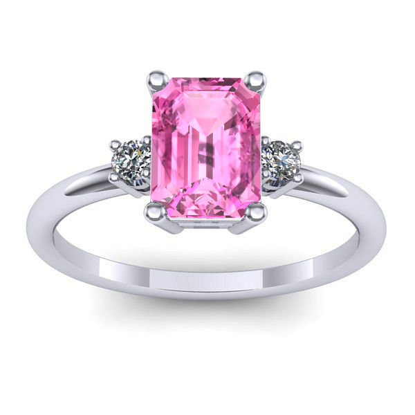 Inel cu safir roz dreptunghiular