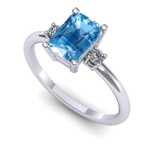 Inel de logodna din aur alb cu topaz blue