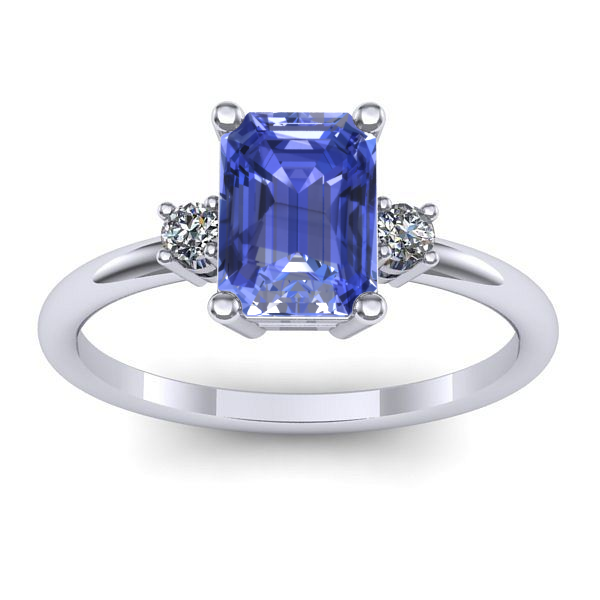 Inel logodna cu tanzanit dreptunghiular
