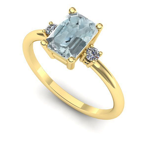 Inel din aur galben cu aquamarin