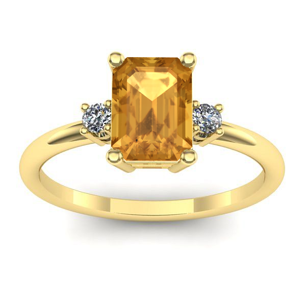 Inel cu citrin dreptunghiular