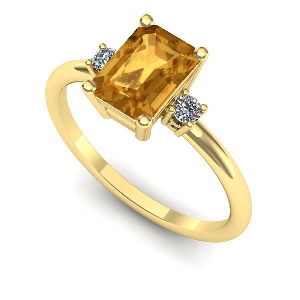 Inel logodna din aur galben cu citrin