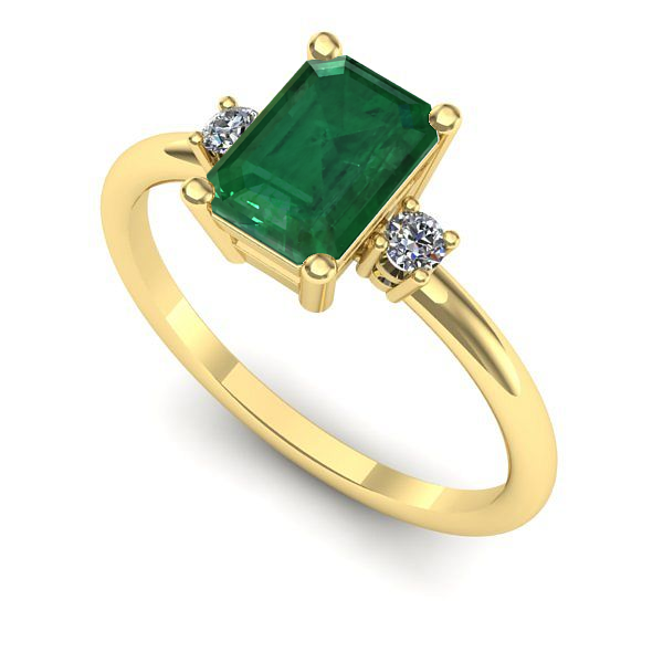 Inel de logodna din aur galben cu smarald