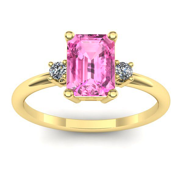 Inel cu safir roz dreptunghiular