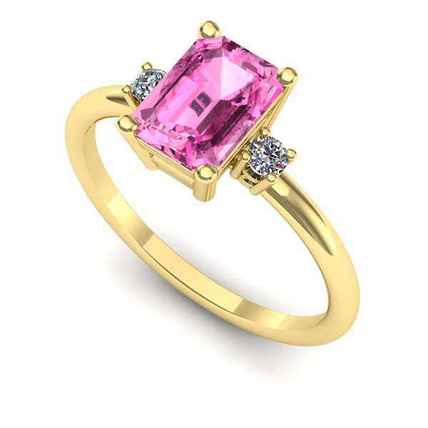 Inel din aur galben cu safir roz