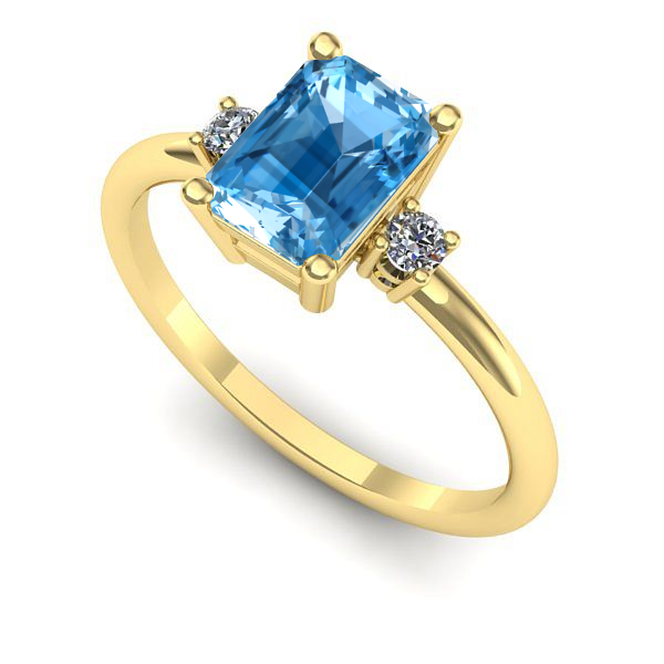 Inel de logodna din aur galben cu topaz blue