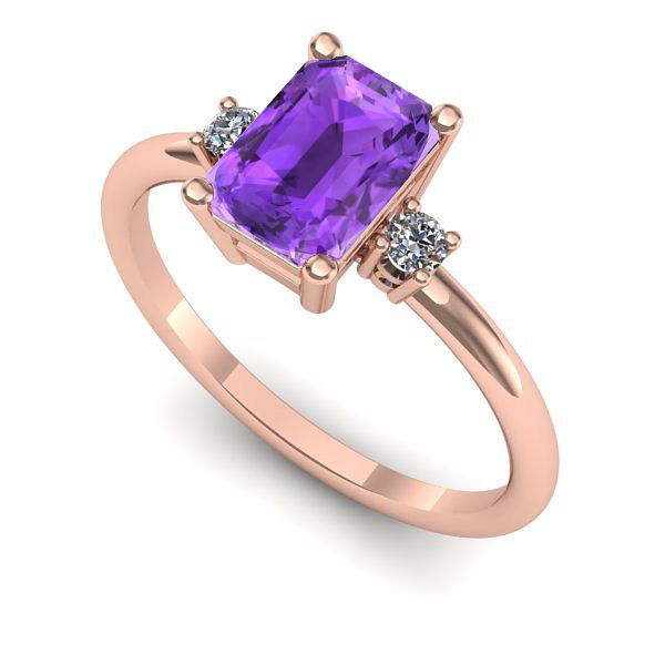 Inel din aur roz cu ametist