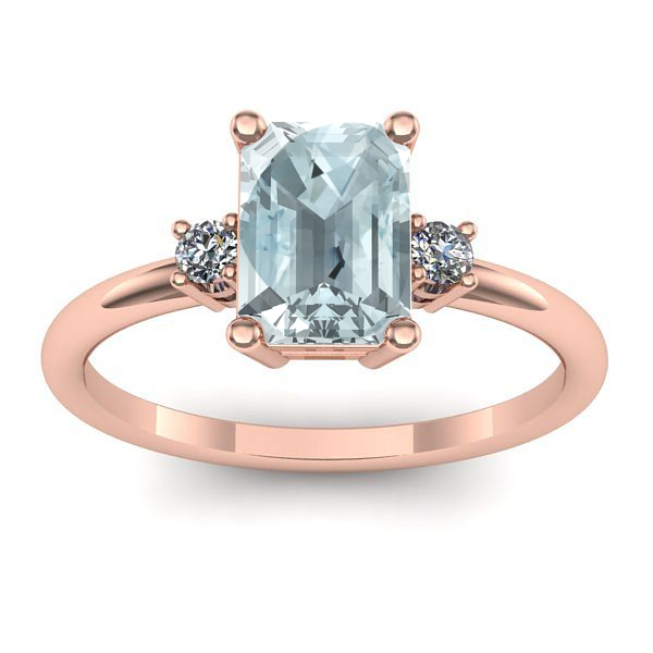 Inel de logodna cu aquamarin dreptunghiular