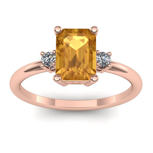 Inel cu citrin dreptunghiular