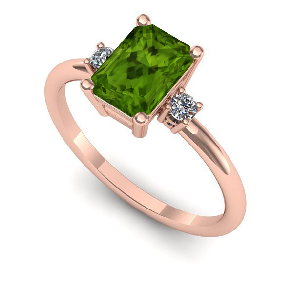 Inel din aur roz cu peridot