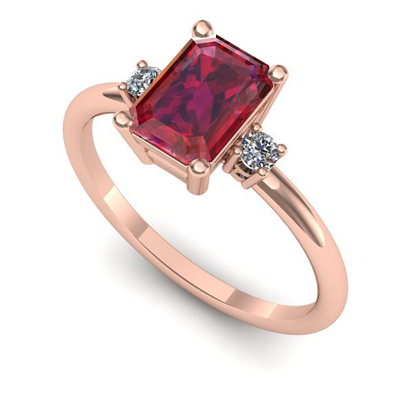 Inel din aur roz cu rubin