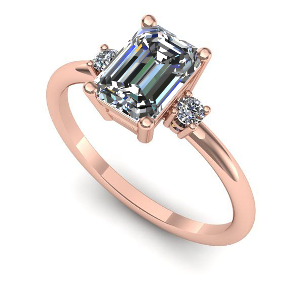 Inel din aur roz cu diamant de laborator