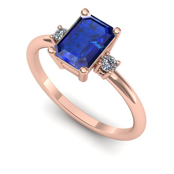 Inel din aur roz cu safir