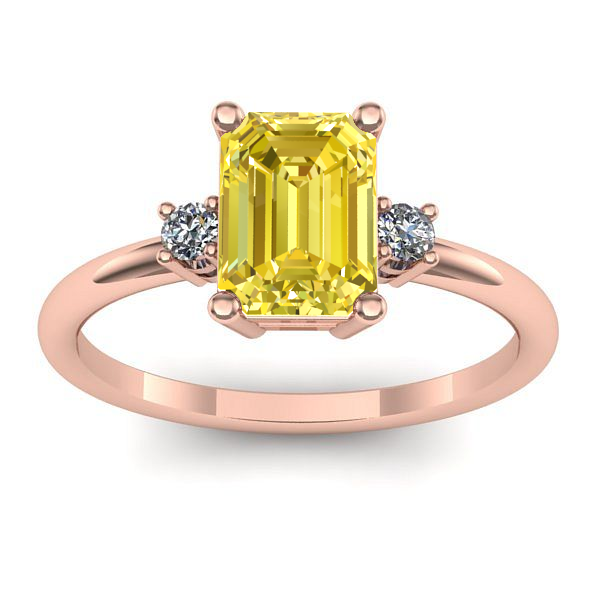 Inel logodna cu safir galben dreptunghiular