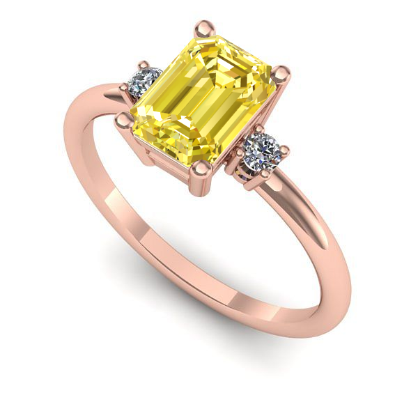 Inel din aur roz cu safir galben