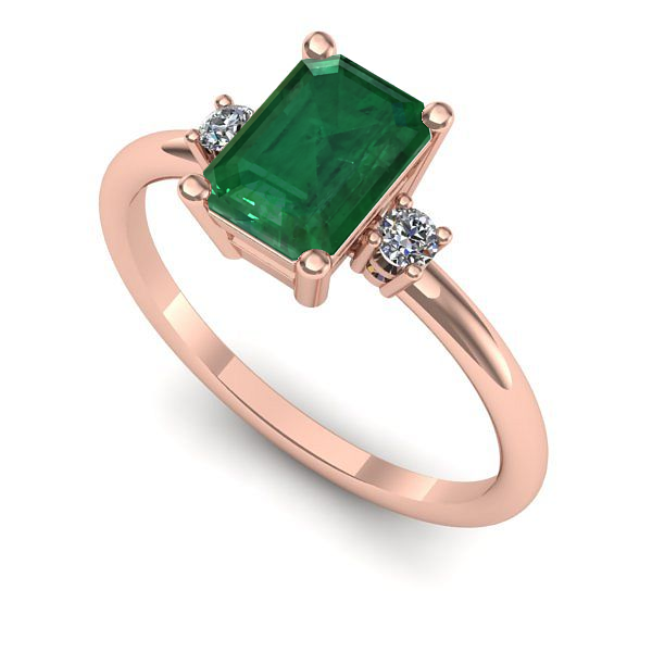 Inel logodna din aur roz cu smarald