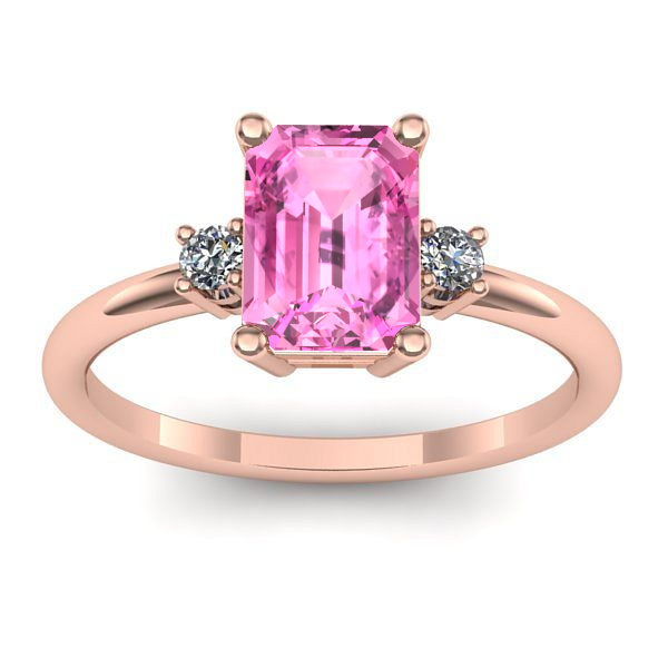 Inel logodna cu safir roz dreptunghiular