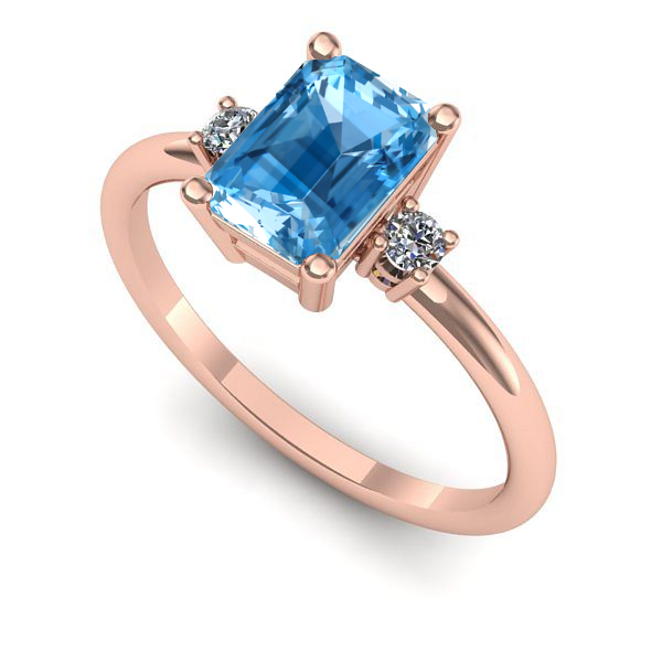 Inel din aur roz cu topaz blue