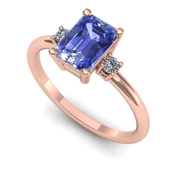 Inel din aur roz cu tanzanit