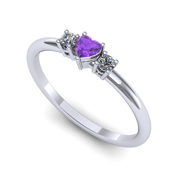 Inel logodna din aur alb cu ametist