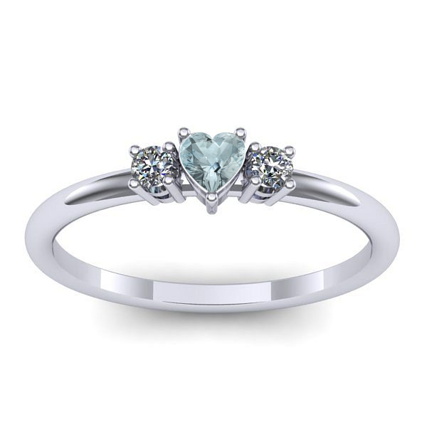Inel de logodna cu aquamarin inima