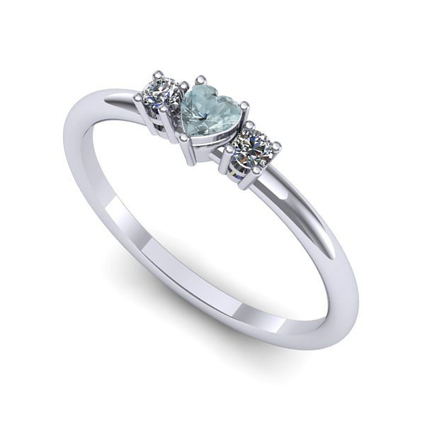 Inel logodna din aur alb cu aquamarin