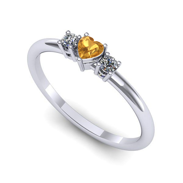 Inel de logodna din aur alb cu citrin