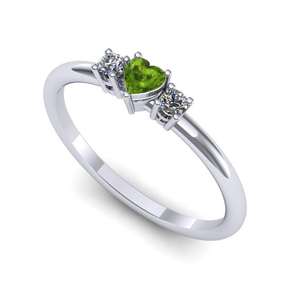 Inel de logodna din aur alb cu peridot