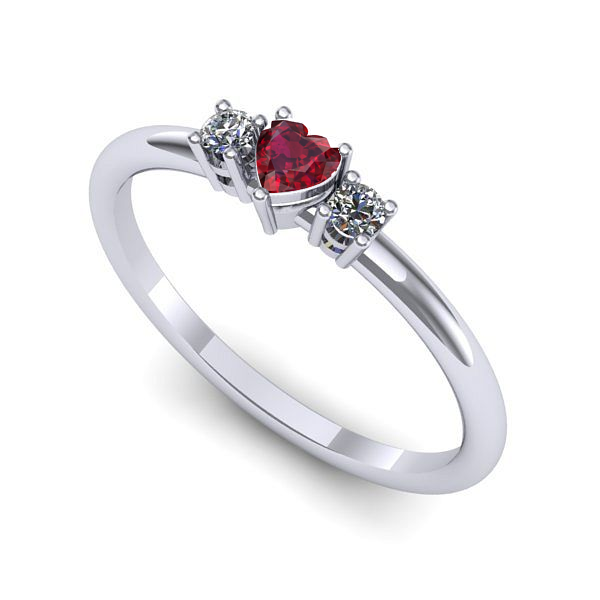 Inel din aur alb cu rubin