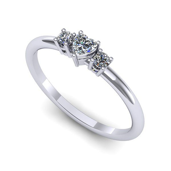 Inel logodna din aur alb cu safir alb