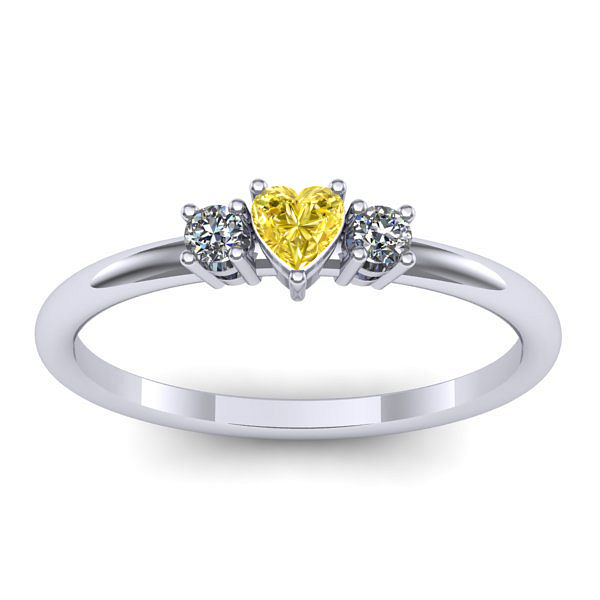 Inel logodna cu safir galben inima