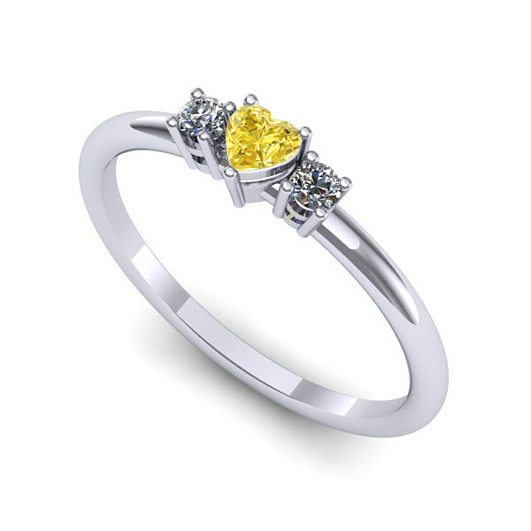 Inel din aur alb cu safir galben