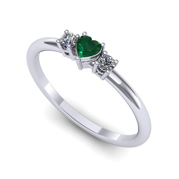 Inel de logodna din aur alb cu smarald