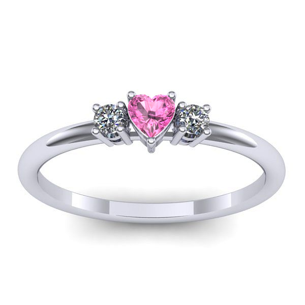Inel logodna cu safir roz inima