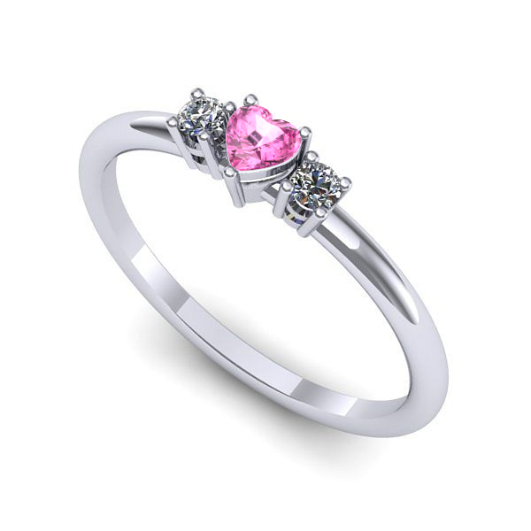Inel de logodna din aur alb cu safir roz