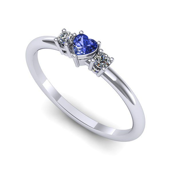 Inel logodna din aur alb cu tanzanit