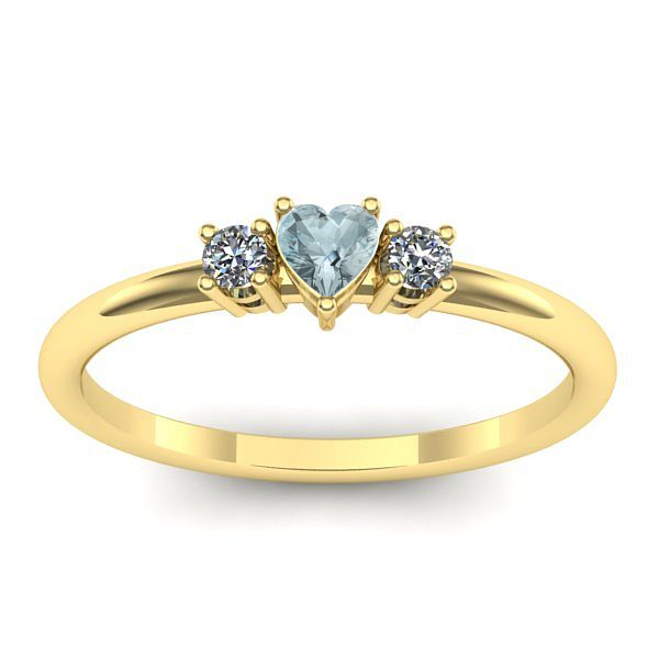 Inel cu aquamarin inima