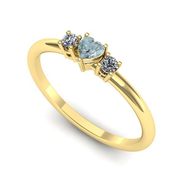 Inel logodna din aur galben cu aquamarin