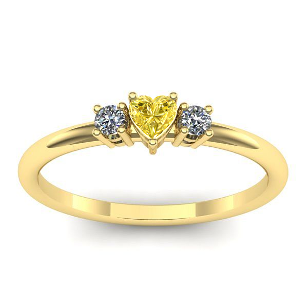 Inel logodna cu safir galben inima